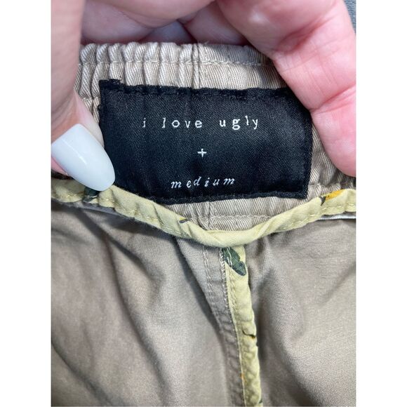 I Love Ugly Tapered Jogger Pants‎ Men M Beige Casual Zip Ankle Urban Streetwear - Picture 8 of 12